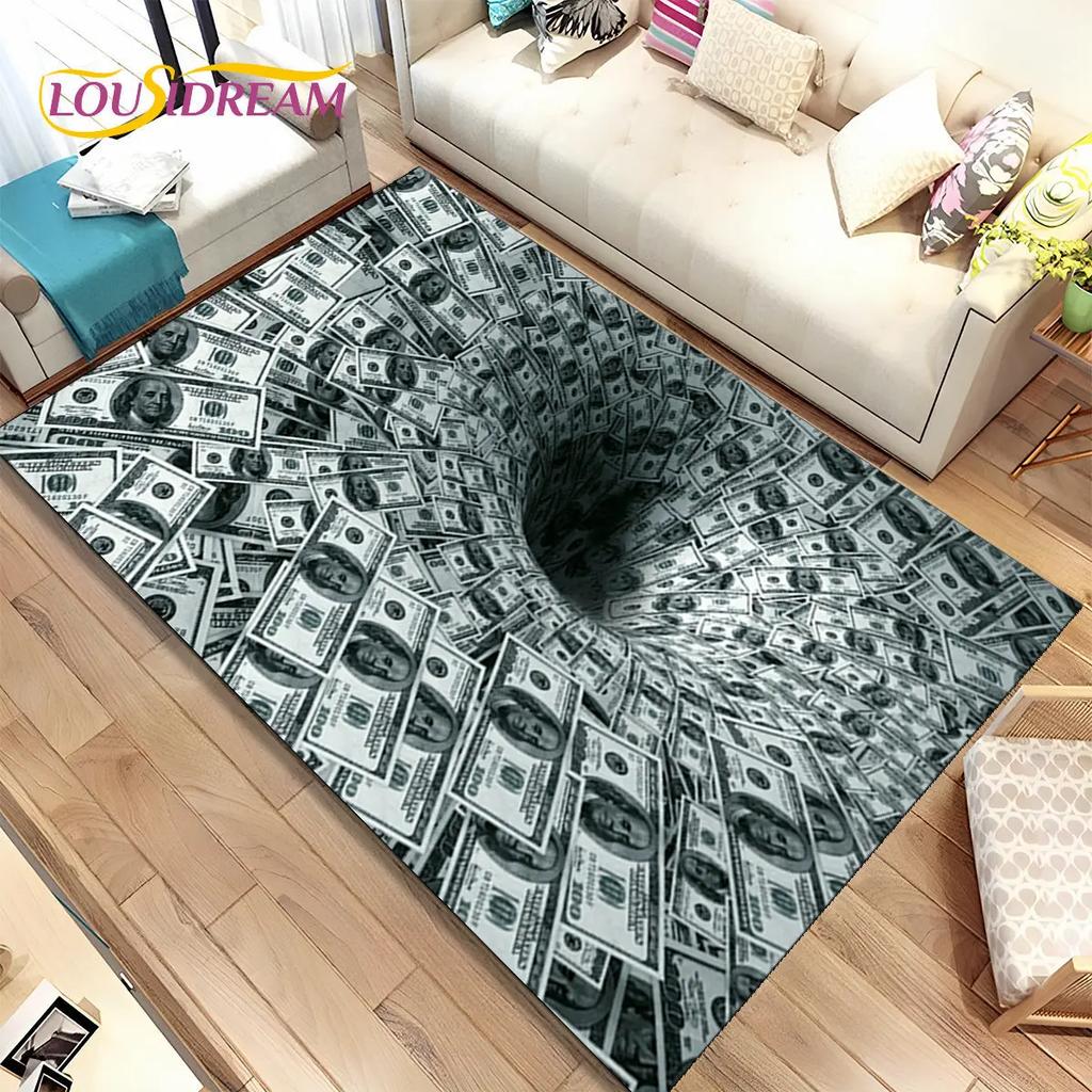 3D иллюзия, доллар, евро, деньги, узор, коврик, ковер для дома, гостиной, спальни, дивана, коврик для двери, детский нескользящий напольный коврик