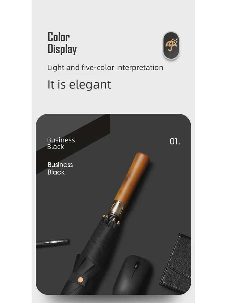 Зонт для гольфа в британском ретро-стиле — деревянная ручка, усиленная прямая штанга, защита от ультрафиолета, подарочный печатный дизайн.