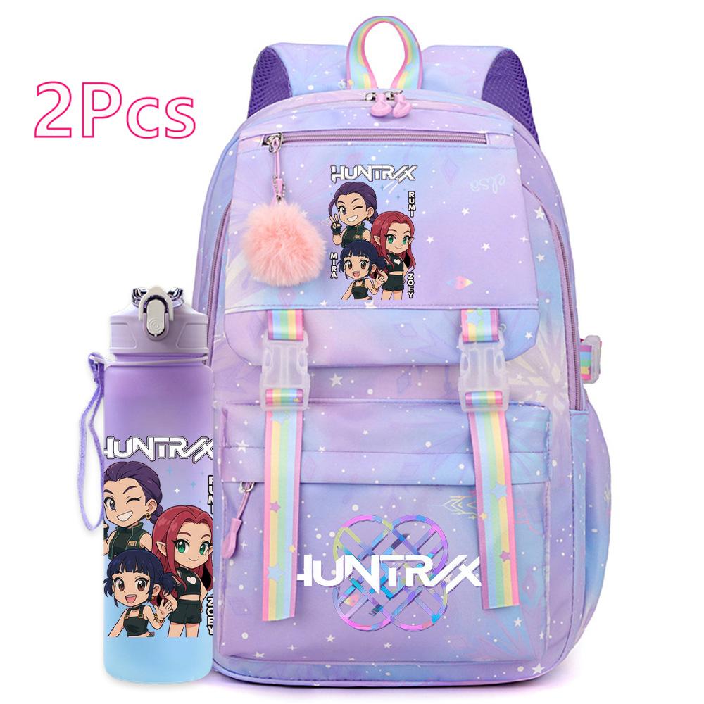 2 шт./набор Милый аниме K-pop рюкзак с принтом 750 мл бутылка для воды большой вместимости дорожная сумка для девочки-подростка мальчика школьный портфель детский подарок рюкзак