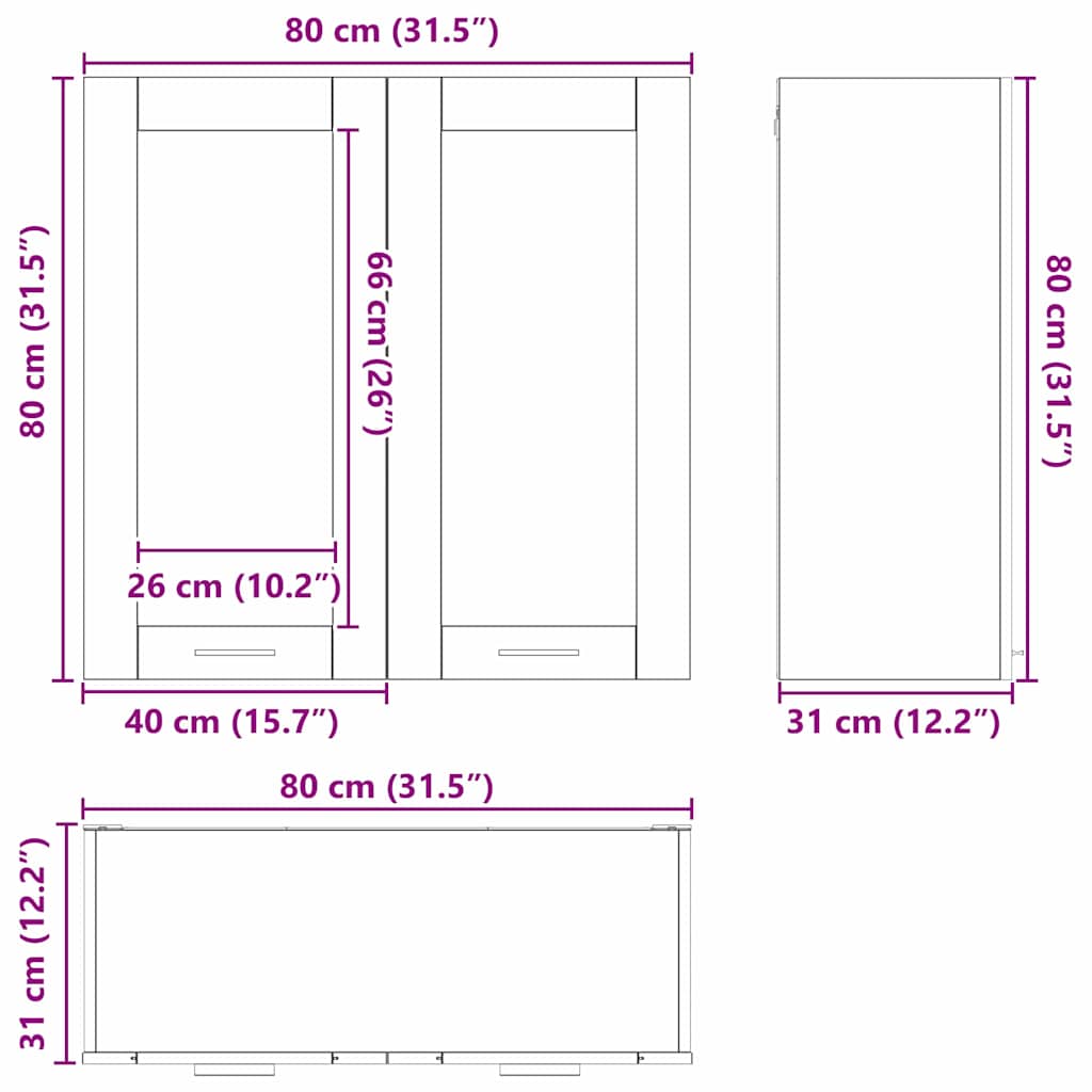 Hanging Cabinet with Storage Reclaimed Wood Look 80 x 31 x 80 cm Engineered Wood