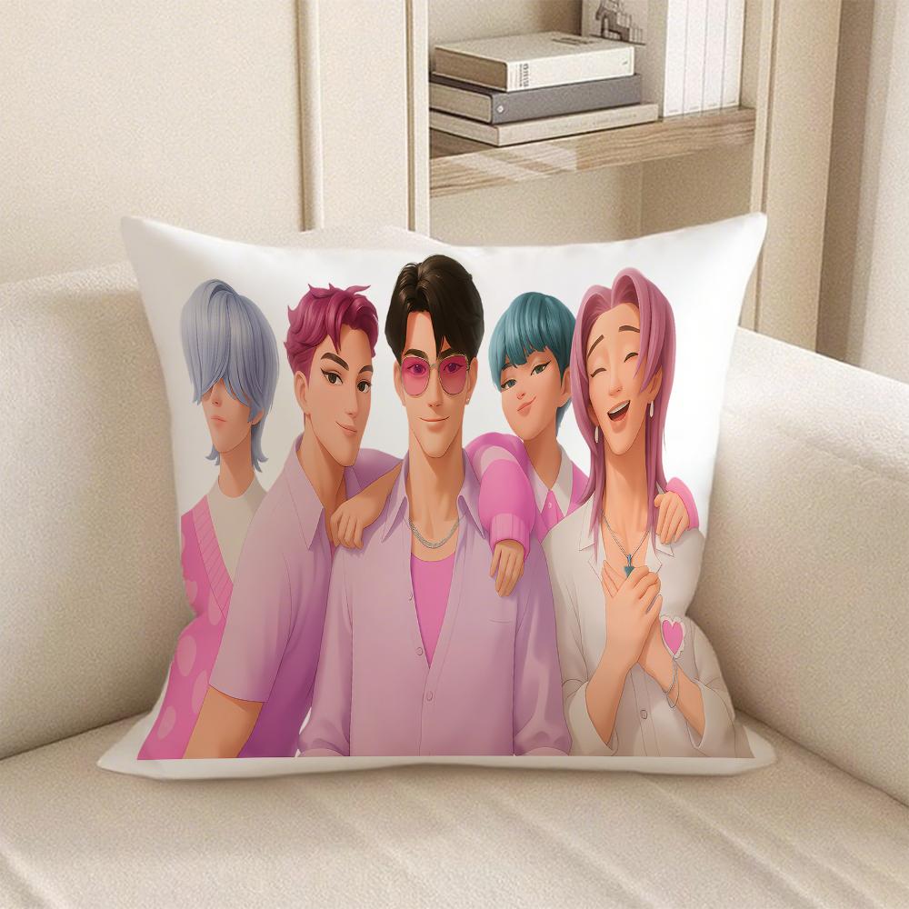 KPop Охотники на демонов Милая наволочка в аниме-стиле: яркие персонажи и милые узоры, модный декор для дома