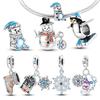 Coppercharms Зимний Снеговик Снежинки Пингвин Бусины Подвеска Подходит для Оригинального Браслета DIY Тонкие Ювелирные Изделия Подарок Для Женщин