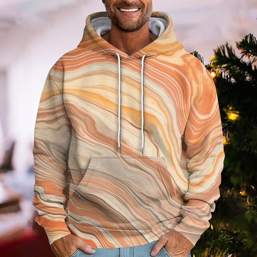 Men'S Loose Fashion Retro Printed Hooded Sweatshirt Casual Fashion Sports Sweatshirt