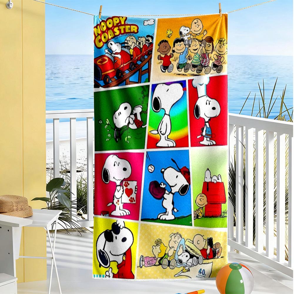 Rainbow Snoopy soft beach towel Portable Comfortable for Surfing, Swimming Vibrant Pattern Travel essential, portable for business trip & gym