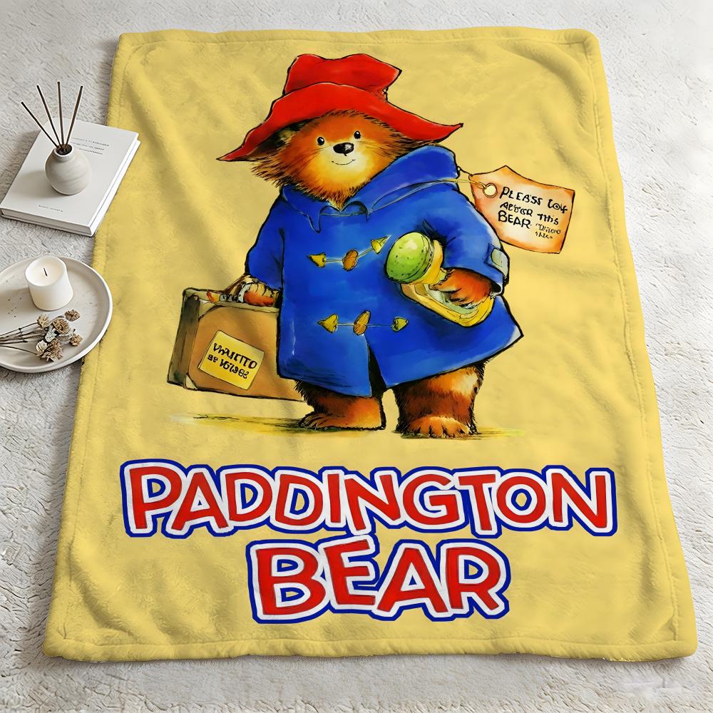 cartoon P-Paddington Bear-R Throw Warm Soft Flannel Blanket, Multi-use for Sofa Bed Camping Travel Nap