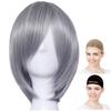 Парик для косплея Case Eden, Короткий, 30 см, Термостойкий, Темно-серебристый, Серебристо-серый, и Серебристо-серый, Включает 2 сетки для парика