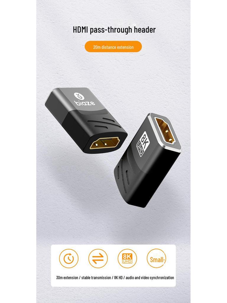 Адаптер-удлинитель HDMI Biaz 8K, гнездо-гнездо, версия 2.1, 60 Гц, черный