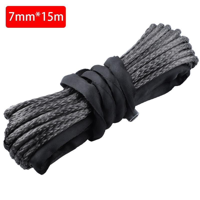 Высокопрочный канат из волокна 7700 фунтов для электрической лебедки, нейлоновый буксировочный ремень 5/6/7 мм x 15 м