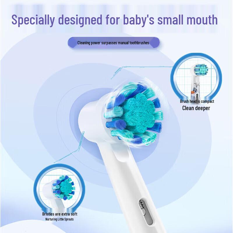 Oral-B Сменные насадки для детской электрической зубной щетки Замороженное (3-Pack) Китайская вилка (адаптер в комплекте)