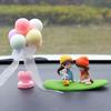 2Pcs/Set Car Dashboard Doll Creative Little Girls with Balloon Grass Pad Steps Ornament Decoration Auto Interior Accessories #469411
