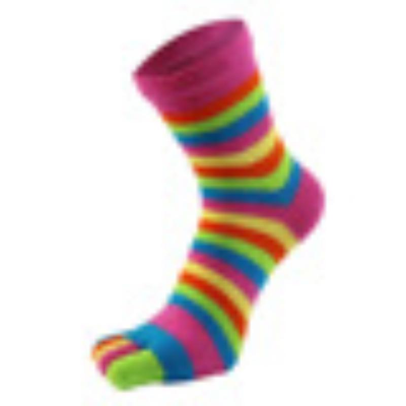 Women Short Toe Socks Colorful Rainbow Pattern Cotton Blend for Comfortable Five Finger Fit