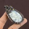 Natural Dendrite Opal Gemstone Handmade Copper Wire Wrap Pendant 3.15" v5I95