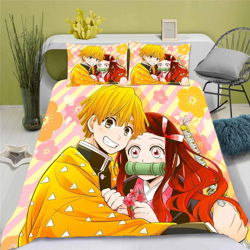 Children Coton D-Demon Slayer Soft Duvet Cover Polyester Set kimetsu no yaiba Beding Adorable Lovely Printed Carton Comfortable Quilt Cover Premium