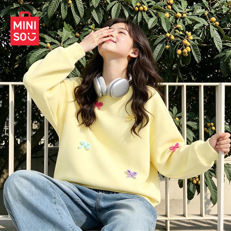 MINISO Женская толстовка с круглым вырезом и принтом в виде бантиков