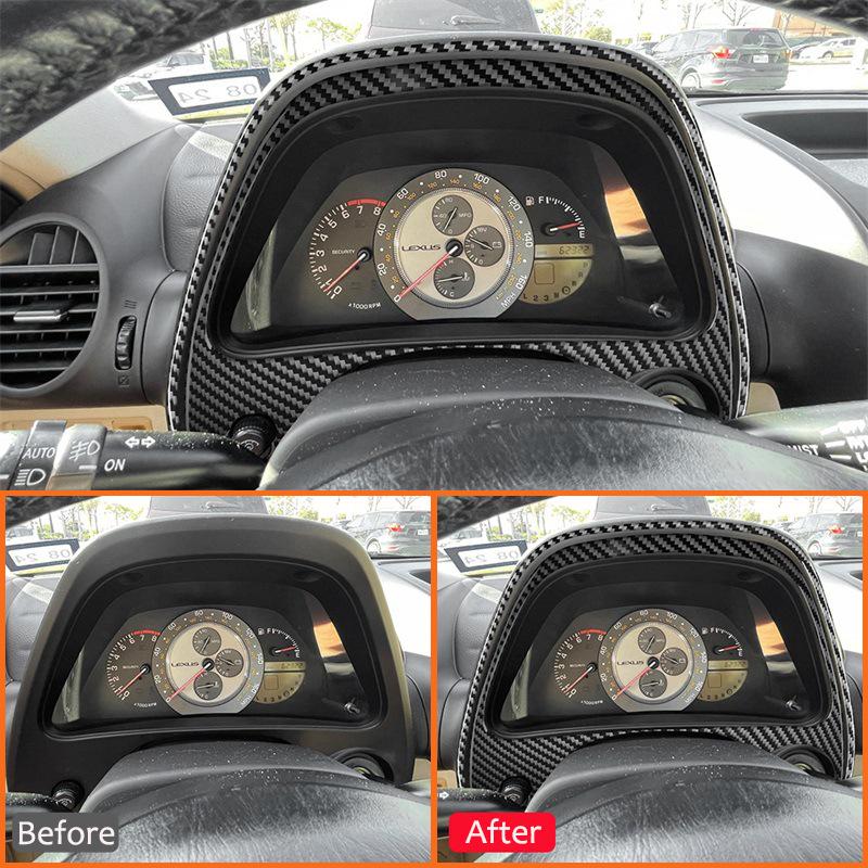 Для LEXUS IS 1999-2005 Отделка рамки экрана приборов центральной консоли автомобиля из углеродного волокна Наклейка-украшение Внутренние аксессуары