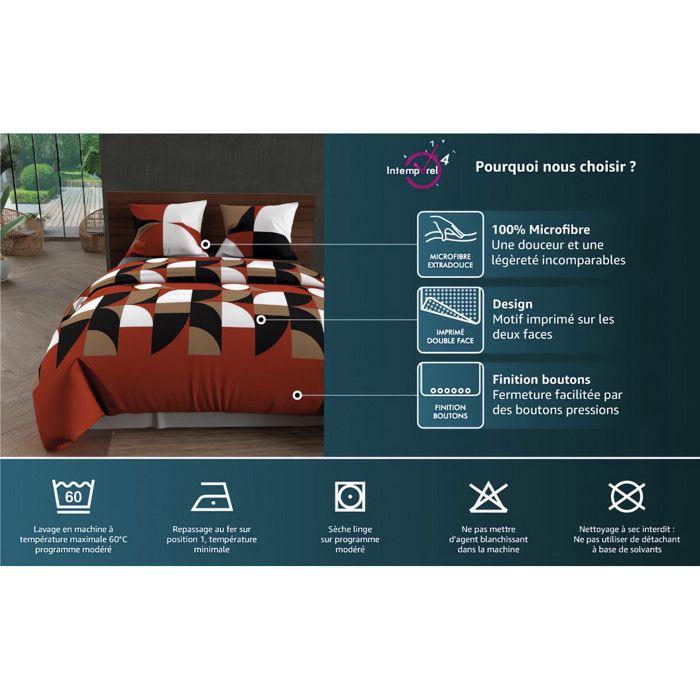 Parure de lit - Soleil d'Ocre - Pérou - 240x220 cm - Microfibre 100% polyester - Anthracite