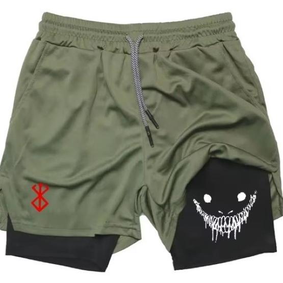 Berserk Muay Thai Kick Boxing UFC MMA Mixed Marcial Art Shorts Anime Men Women Unisex Double Layer Quick Dry Air Sports Gym Fitness Workout