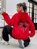 Screaming Spider and Spiderweb Print Women's Hoodie Harajuku Hoodie Fashion Loose Clothing Comfortable Sweatshirt Women Cozy