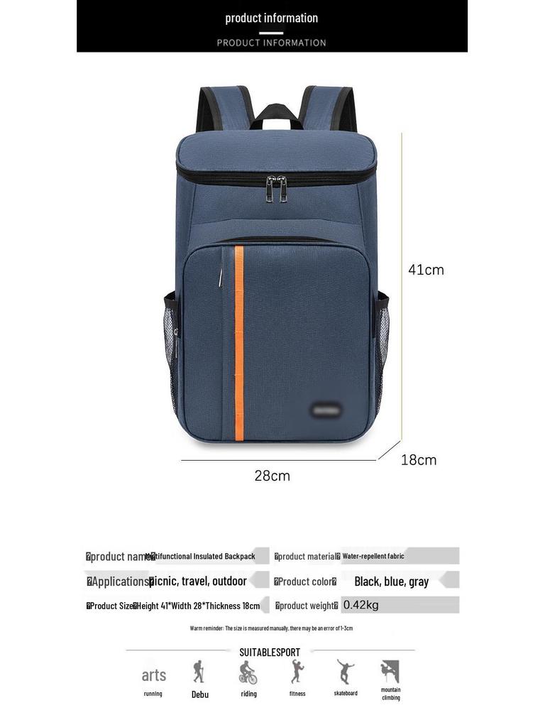Men's Double Shoulder Casual Backpack - High-End, Insulated, Large Capacity, Lightweight, Thickened, Water-Repellent Travel and Picnic Bag