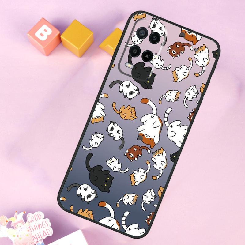 Милый Мультяшный Чехол-Кошка Для Oppo A17 A57 A16 A76 A96 A60 A40 A80 A18 A38 A58 A78 A98 A15 A54 A74 A94 A6 A5 Pro