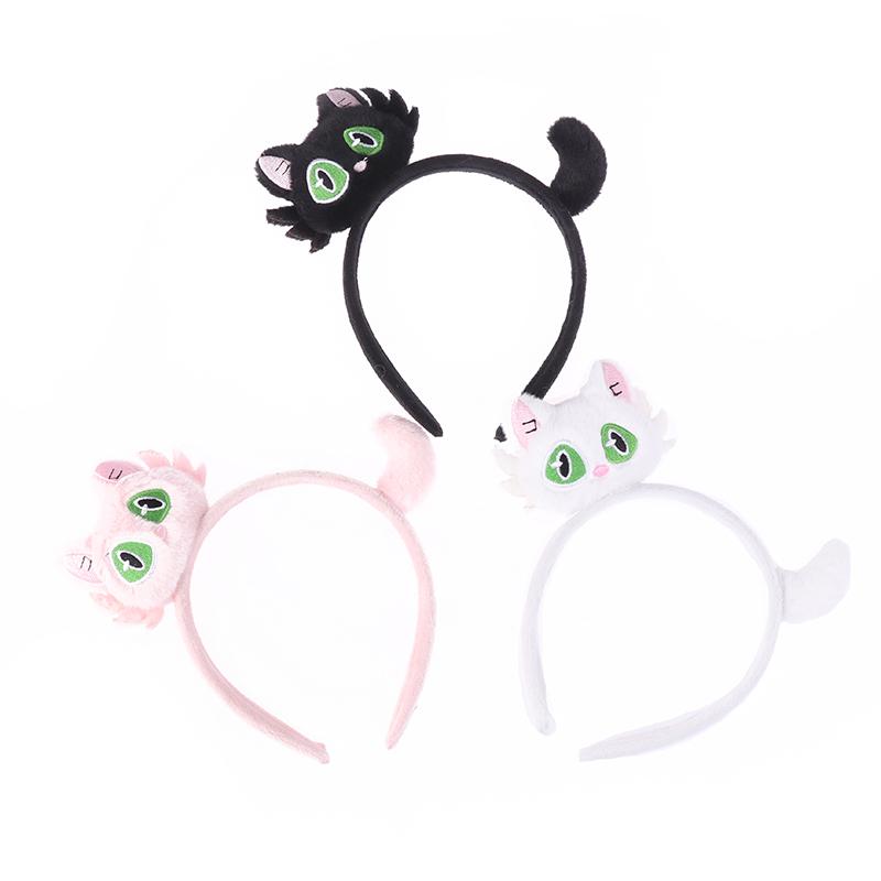 Новые милые плюшевые обручи для волос в виде кошек для девочек, осенние и зимние повязки для волос, головные уборы, повязки для волос из мультфильмов, аксессуары для волос, украшения