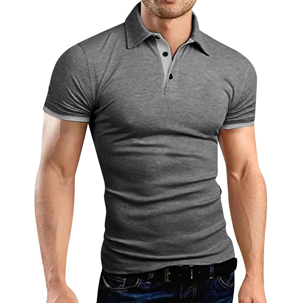 Мужская рубашка для гольфа, повседневная спортивная, с V-образным вырезом, ребристый воротник, с коротким рукавом, модная, повседневная, однотонная, однотонная, весна-лето, стандартная посадка