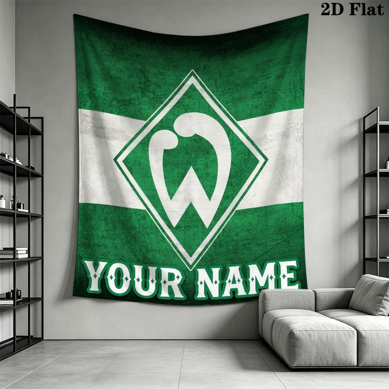 Custom Name SV Werder Bremen Wall Tapestry Aesthetic Wall Hanging Printed Fabric Blanket Decorative Tapestries for Bedroom Living Room Home Decor