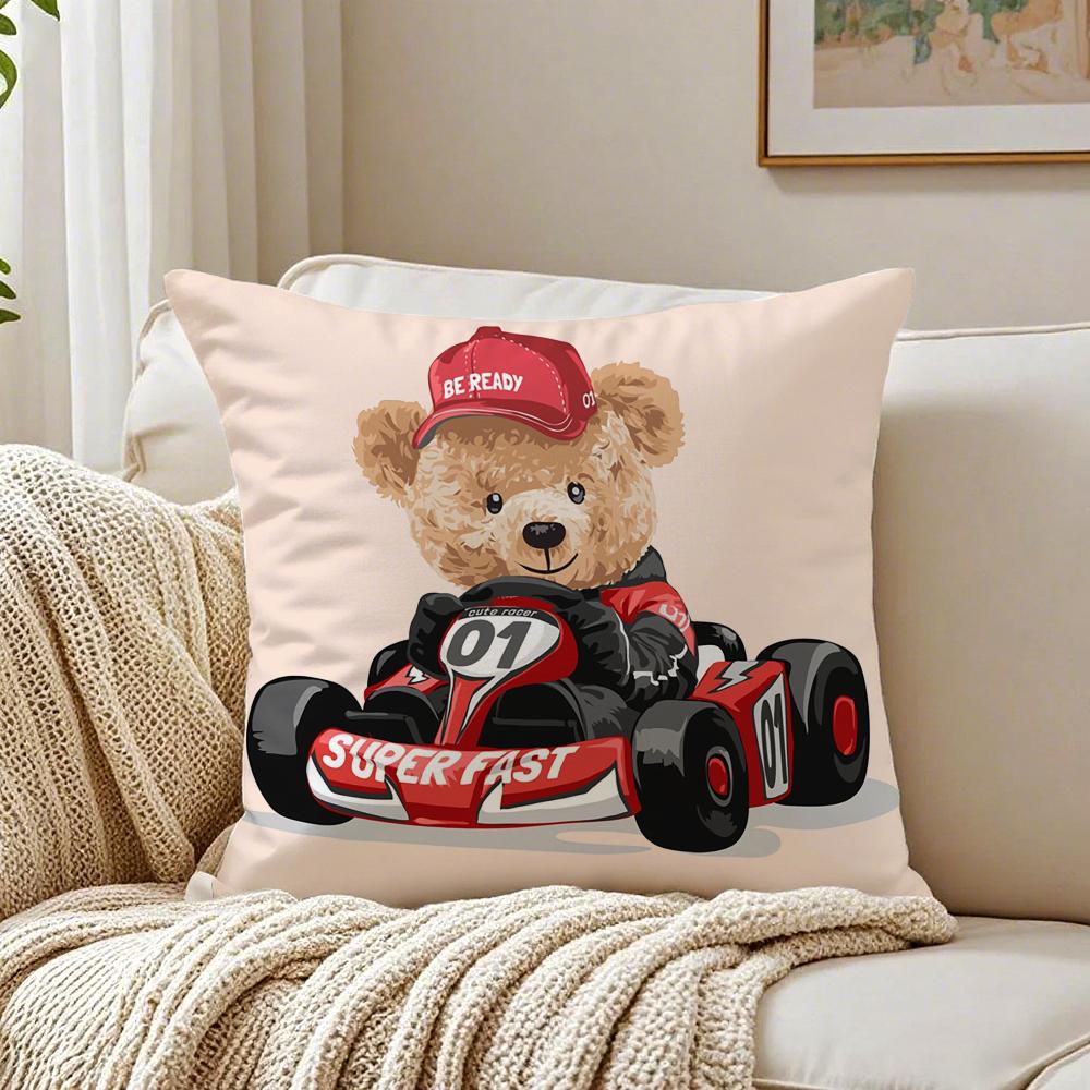 Cute Preppy American Fashion Bear PPolo Cushion Cover Pillowcase Antidustmite living Room Sofa Decor Cushion Room