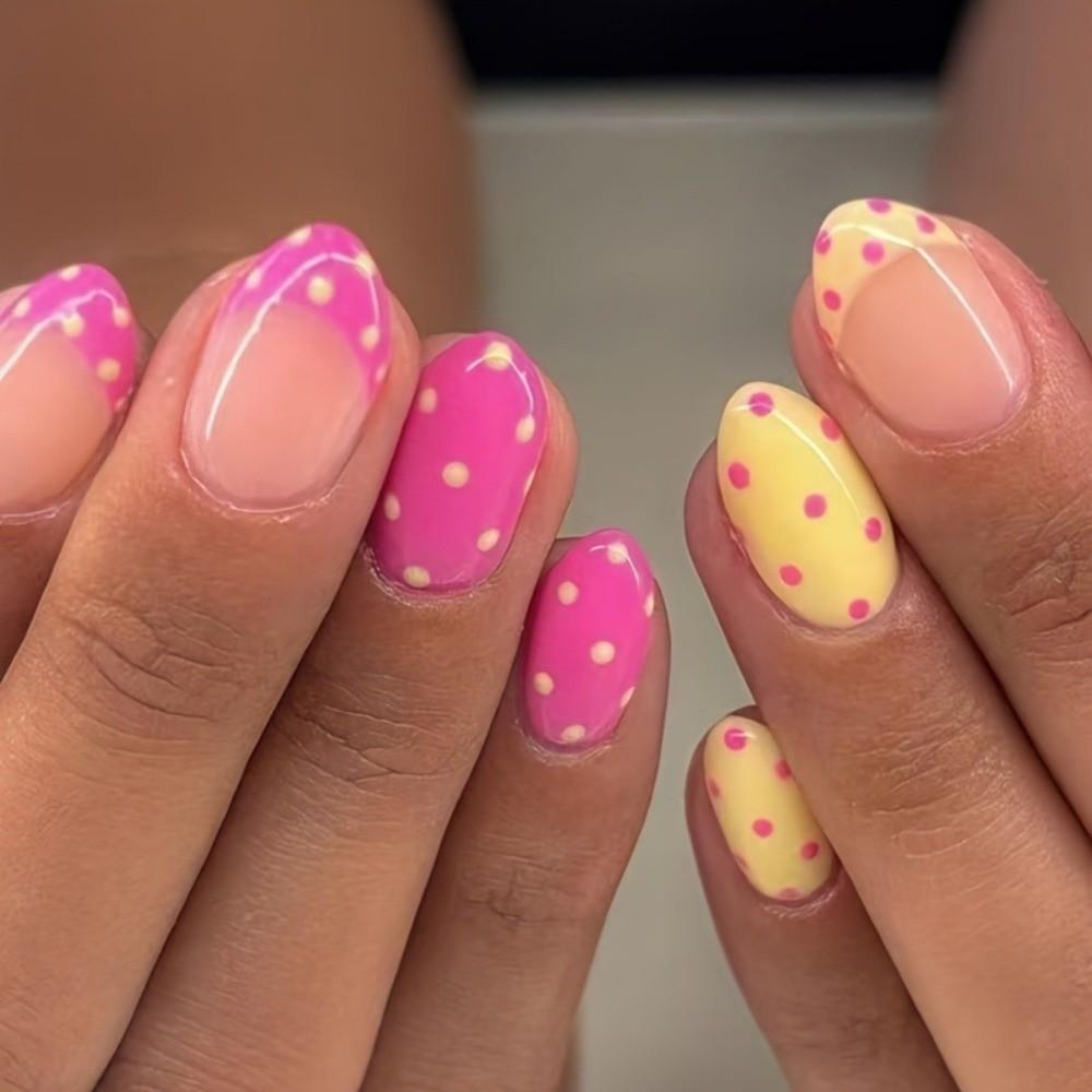 24Pcs 3D Gel False Nail Full Cover Fake Nail Tips French Press on Nails Women