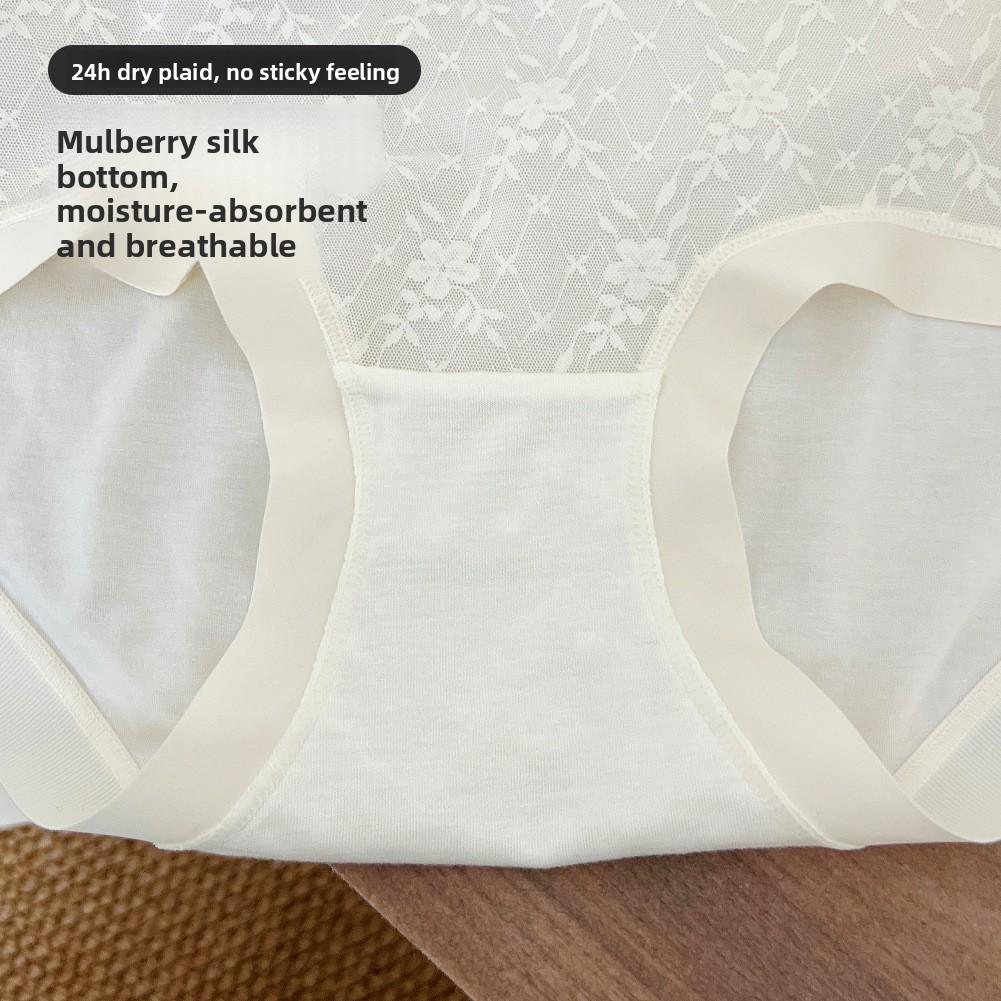 Женские Весенние и Осенние Новые Кружевные Мягкие Бесшовные Треугольные Трусики с Высокой Талией