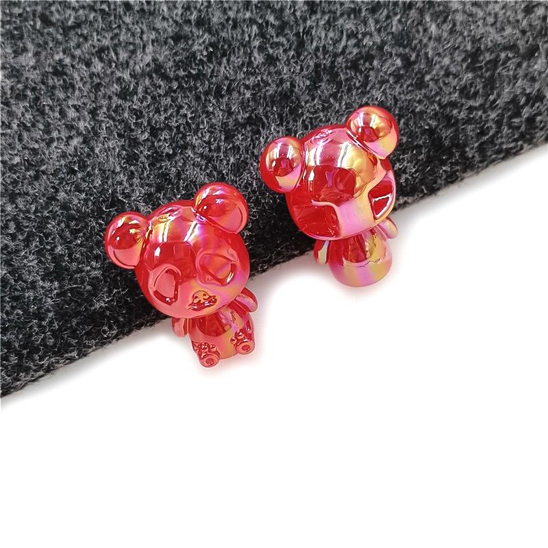 5 шт., УФ-фантомный цвет, стерео бусины в виде панды с задним отверстием, модные ювелирные изделия, серьги «сделай сам», ожерелье, аксессуары ручной работы