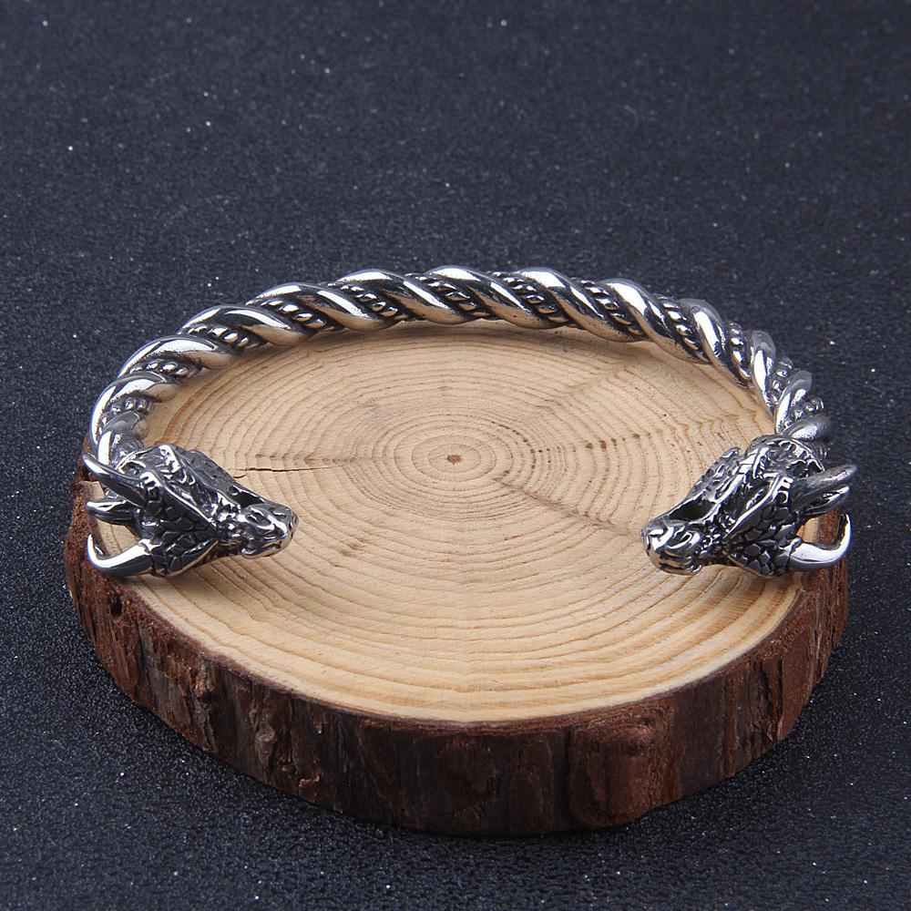Mens Bracelet Mens Jewelry Silver Bracelet Viking Bracelets Jewelry Set of Dragan Bracelet Wolf Bracelet