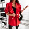 Женский свободный блейзер-пальто с длинным рукавом, отложным воротником, полиэстер, городской стиль