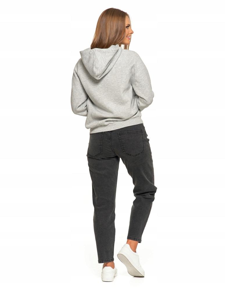 Warm Women's Hooded Sweatshirt with Inscription Cotton MORAJ S Grey Melange