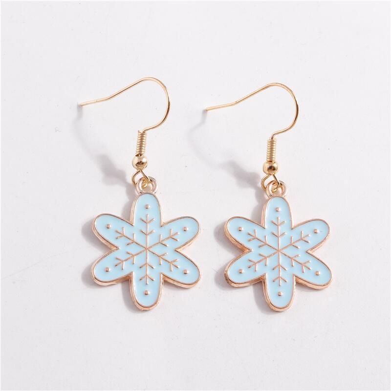 Рождественские серьги-снежинки с лосем и Сантой с характером