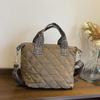 Стеганая сумка с ручкой сверху, сумка через плечо, большая вместимость, ромбовидный узор, однотонная, винтажная сумка кроссбоди для женщин, для работы