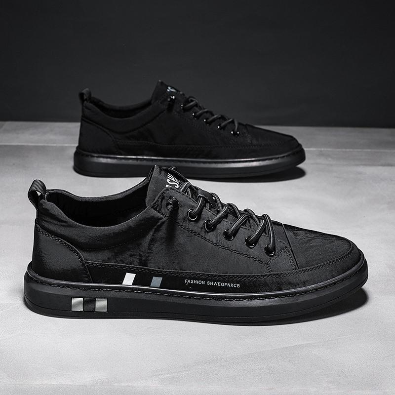 Модные и удобные летние дышащие туфли из ткани Ice Silk, однотонные повседневные низкие кроссовки со шнуровкой, мужская обувь Tide