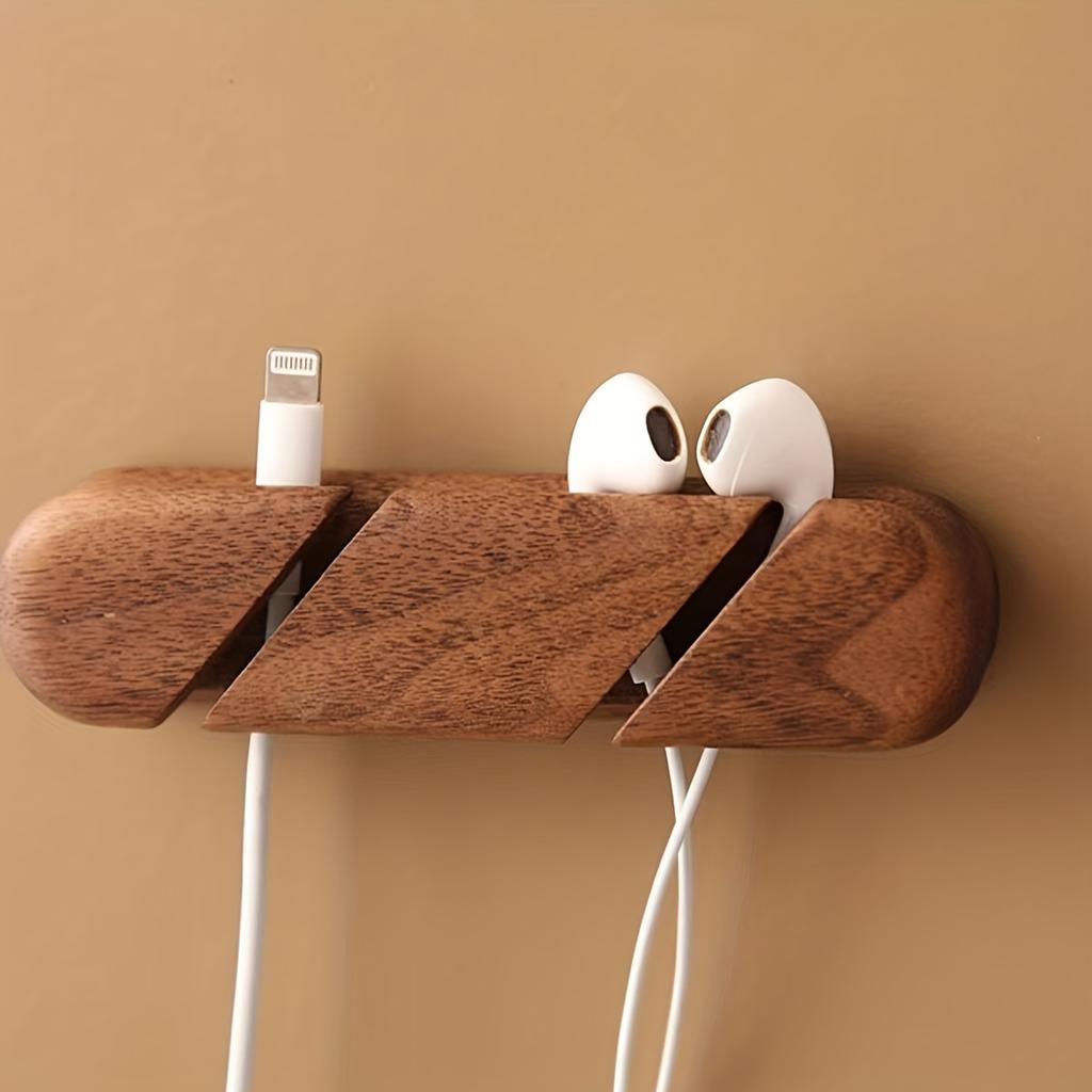 1PC Solid wood cable clip-on cable organizer, suitable for USB charging cables, power cords, and mouse cables. Wooden cable holder, cable organizer.