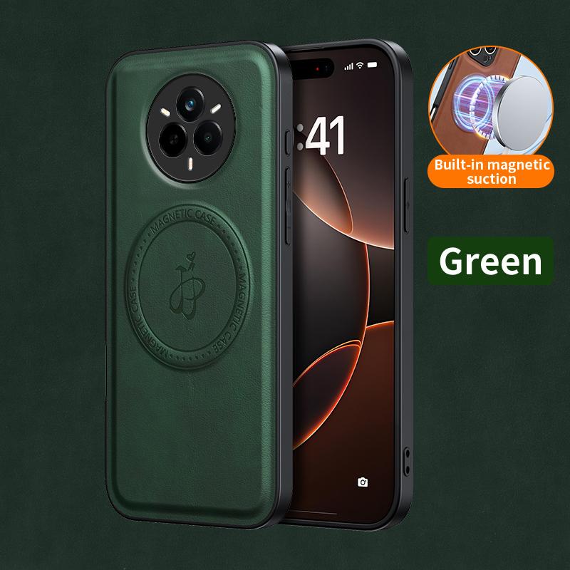 Беспроводная зарядка Магнитный чехол для Realme 14 Pro 5G 14 Pro+ Plus Защитная крышка PU кожа Жесткая задняя панель Coque