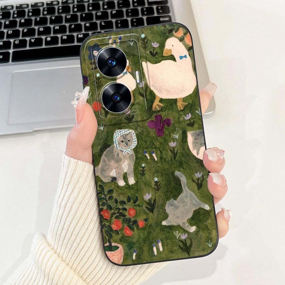 For Realme C55 Case RMX3710 Cover Lovely Avocado Silicon Camera Lens Protective Phone Cover For Realme C55 C 55 RealmeC55 Bumper