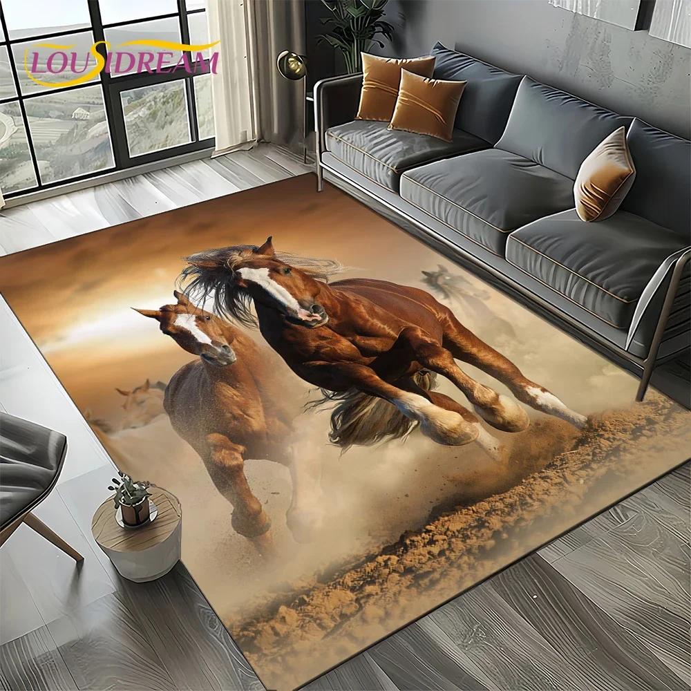 27 Style New Horse Pentium Gallant Steed 3D Animal Carpet Rug for Living Room Bedroom Home Sofa,Kid Area Rug Non-slip Floor Mat