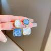 Серебряные игольчатые серьги с узором из игристой воды неправильной формы во французском стиле высокого класса