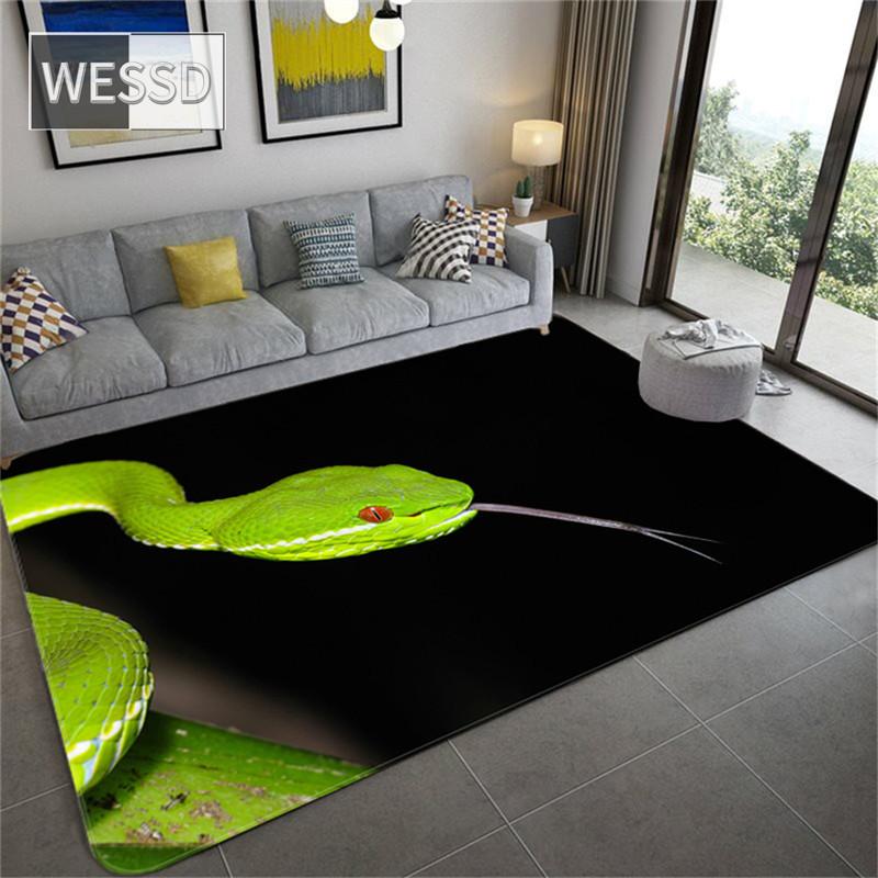 3D змеиный принт для спальни, напольный коврик для гостиной, журнальный столик, черный ковер, животный узор, коврики для столовой, коврик для ванной, входной коврик