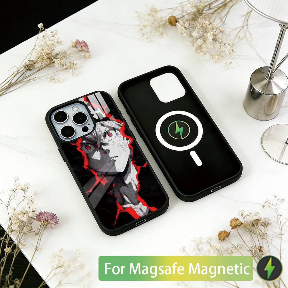 Black Clover Asta Phone Case For iPhone17,16,15,14,13,12,11 Plus,Pro Magnetic with Magsafe Wireless Charging