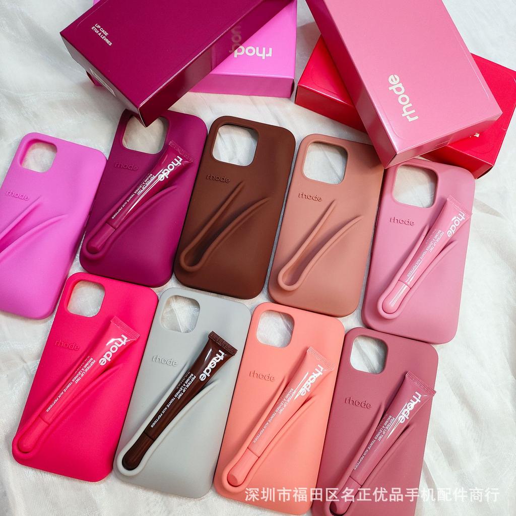 Силиконовый чехол для телефона цвета помады, подходящий для iPhone 11–iPhone 16, обеспечивающий защиту от падений и приятную на ощупь поверхность — стильный подарок для женщин