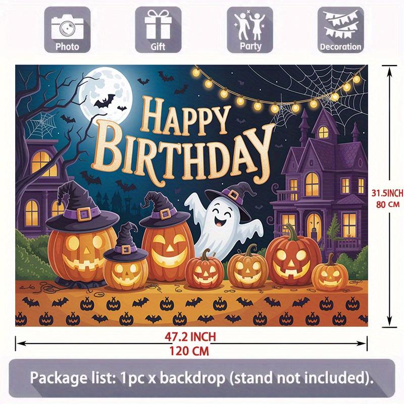 [Party Banner] 1 piece of Halloween ghost pumpkin full moon background fabric made of large polyester material