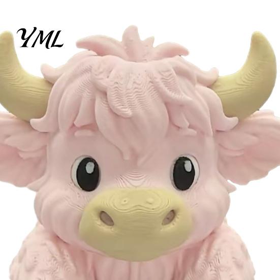 Unique Office Workspace Gadget Cute Highland Cow Monitor Sitter Decor, 3D Printed Figurine, Fun Funny Computer Screen Topper Desktop Ornament