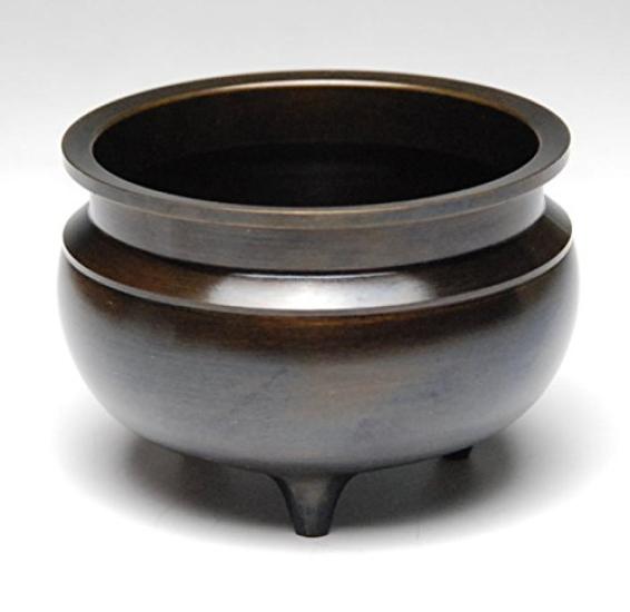 Hasegawa Buddhist Altar Incense Burner, Desk-Mounted Incense Burner (Brass, Colored), 3-inch Incense Holder, Black-Brown