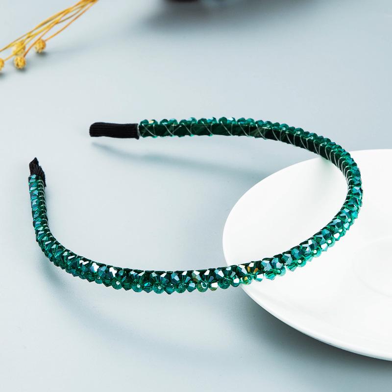 Плетеная повязка на голову с кристаллами в корейском стиле — минималистичный европейский и американский дизайн