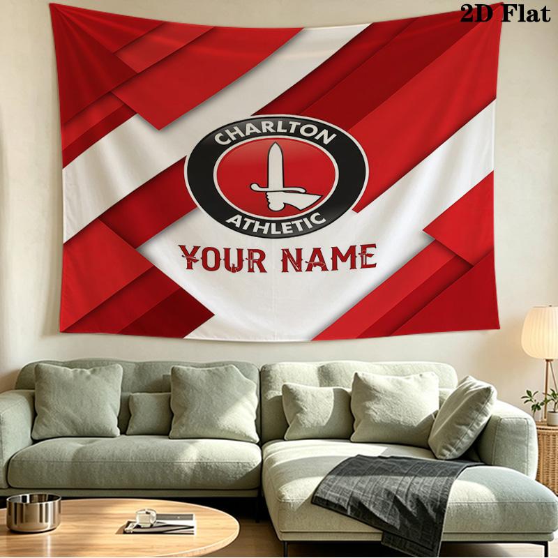 Custom Name Charlton Athletic Printed Tapestry – Wall Hanging for Bedrooms, Dorms, and Home Decor